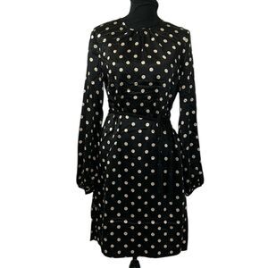 Elizabeth McKay Polka Dot Tie Waist Mini Silk Dress(Size 4)